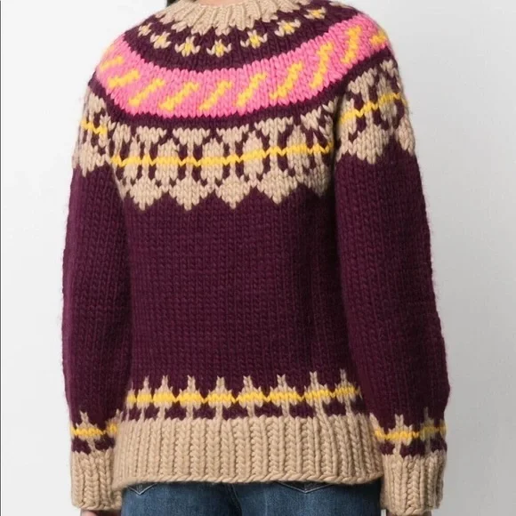 NWT Tory Burch Fair Isle Pullover Oversized Printed Sweater Knit - Picture 4 of 7